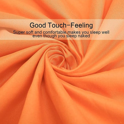 4 Piece Bed Sheet Set (Full,Orange) 1 Flat Sheet,1 Fitted Sheet and 2 Pillow Cases,Brushed Microfiber Luxury Bedding with Deep Pockets