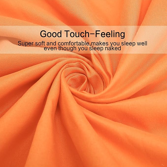 4 Piece Bed Sheet Set (Queen,Orange) 1 Flat Sheet,1 Fitted Sheet and 2 Pillow Cases,Brushed Microfiber Luxury Bedding with Deep Pockets