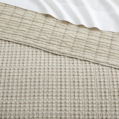 Levtex Home Mills Waffle King/Cal King Quilt Set (106x92in) with 2 Pillow Shams (36x20in) - Wheat - Cotton Waffle King Size Quilt Bedding Set - Lightweight, Soft, Pre-Washed | Textured