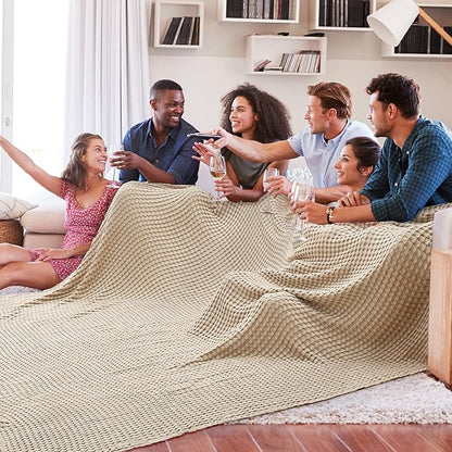 Bedsure Cooling Cotton Waffle Oversized King Blanket - Lightweight Breathable Blankets Rayon Derived from Bamboo for Hot Sleepers, Luxury Throws for Bed and Sofa, Light Brown, 120x96 Inches