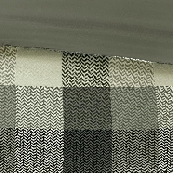 Madison Park Ridge Comforter Set - Cabin Lodge Plaid Herringbone Design, All Season Down Alternative Cozy Bedding with Matching Bedskirt, Shams, Decorative Pillow, Grey Cal King(104"x92") 7 Piece