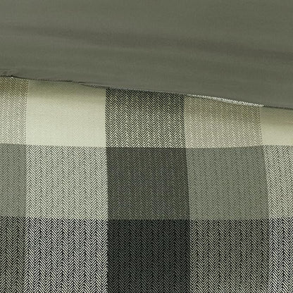 Madison Park Ridge Comforter Set - Cabin Lodge Plaid Herringbone Design, All Season Down Alternative Cozy Bedding with Matching Bedskirt, Shams, Decorative Pillow, Grey Queen(90"x90") 7 Piece