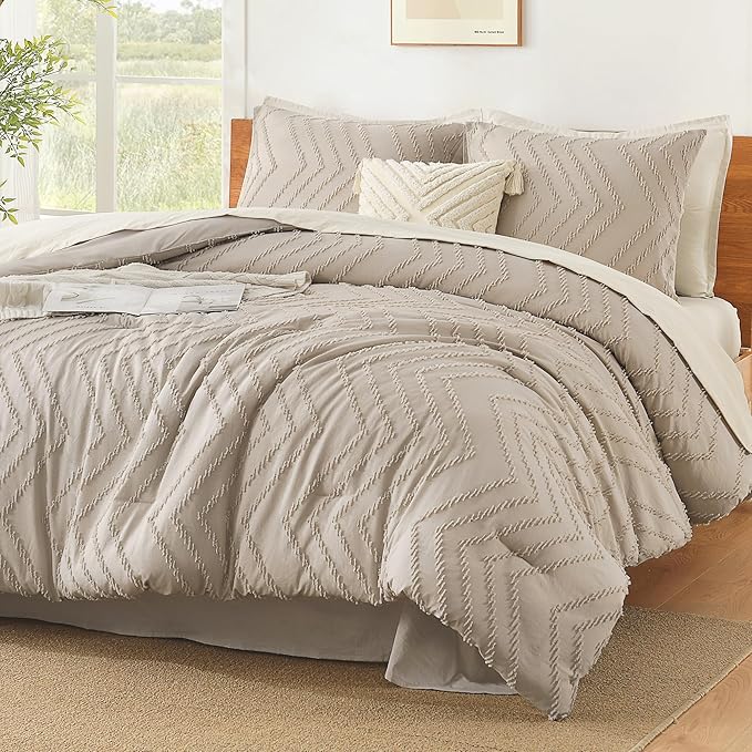 Litanika Khaki King Comforter Set, 3 Pieces Lightweight Tufted Bedding Sets, Down Alternative Comforter Fluffy Bed Set Gift Choice