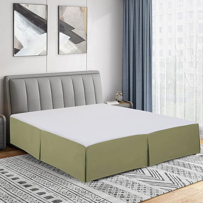 Cathay Home Double Brushed Microfiber Pleated Easy Fit Bed Skirt, Ultra Soft, Fade and Wrinkle Resistant - Sage, Twin