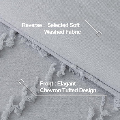 Andency Silver Grey Twin/Twin XL Comforter Set, Twin Bed Comforter for College Dorm Girls Boys Kids Boho Grey Soft Warm Cute Comforter, 2 Pieces Aesthetic Chevron Bohemian Bedding Set