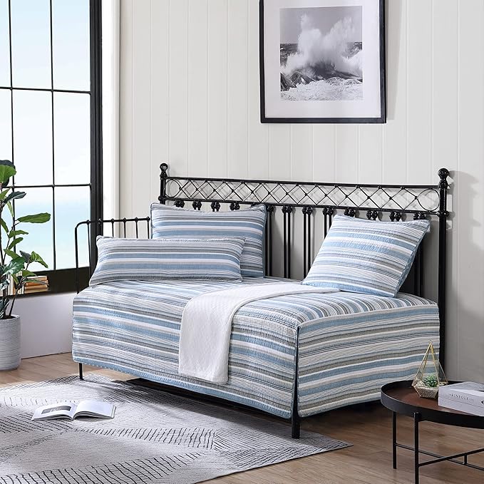 Nautica - Daybed Cover Set, Cotton Reversible Bedding Set with Matching Shams & Pillow Cover, Home Decor for All Seasons (Jettison Grey, Daybed)