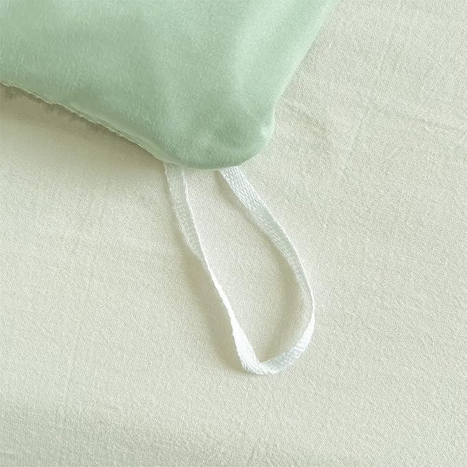 MOOWOO Chic Ruffle Lace Polyester Duvet Cover Set -Girl Green Bedding-3 Piece Full Duvet Cover with Zipper Closure -Ultra Soft and Light Weight