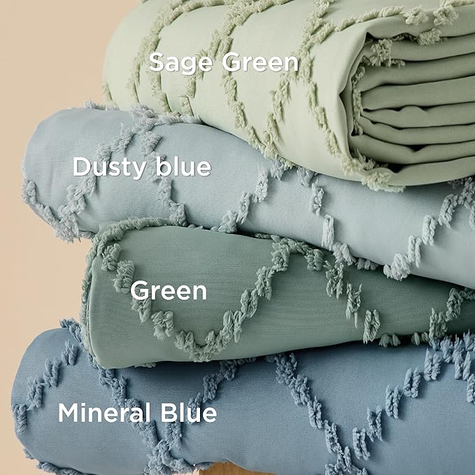 Bedsure Boho Duvet Cover Full Size - Mineral Blue Breathable & Soft Boho Bedding, Machine Washable Comforter Cover for All Seasons, Includes 1 Duvet Cover 80"x90" with 2 Pillow Shams & Zipper Closure