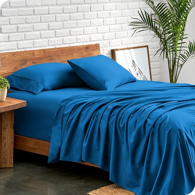 Bare Home King Sheet Set - 1800 Ultra-Soft Microfiber King Bed Sheets - Double Brushed - Deep Pockets - Easy Fit - 4 Piece Set - Bedding Sheets & Pillowcases (King, Medium Blue)