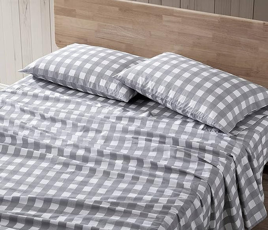 Eddie Bauer - King Sheets, Cotton Percale Bedding Set, Crisp & Cool Home Decor (Lakehouse Plaid, King)
