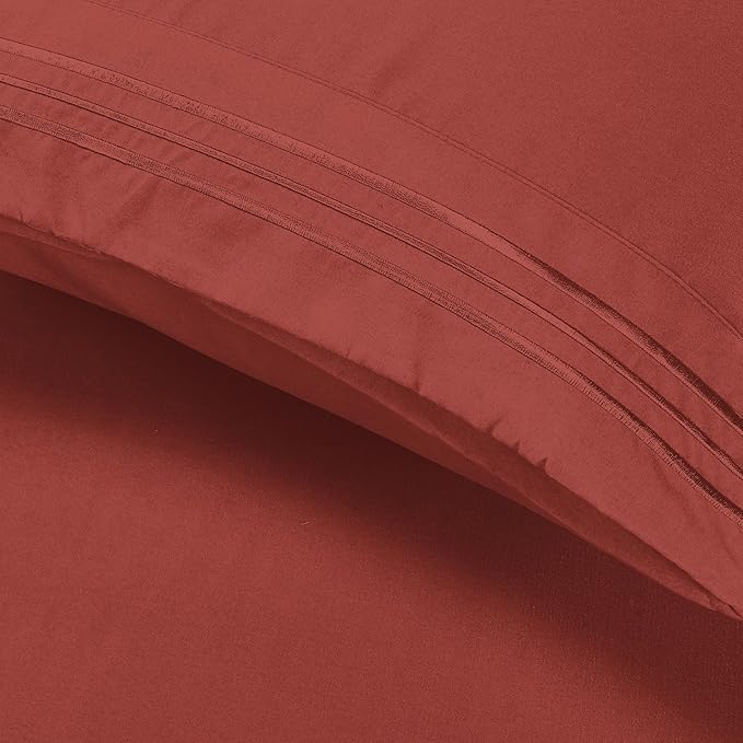 Elegant Comfort Luxury Ultra-Soft 2-Piece Pillowcase Set - 1500 Premium Hotel Quality Microfiber Double Brushed - Wrinkle Resistant, Standard/Queen, Rust
