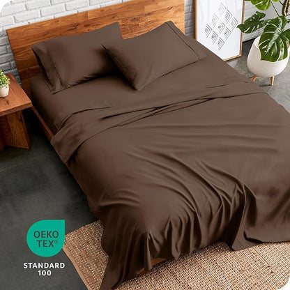 Bare Home King Sheet Set - 1800 Ultra-Soft Microfiber King Bed Sheets - Double Brushed - Deep Pockets - Easy Fit - 4 Piece Set - Bedding Sheets & Pillowcases (King, Cocoa)