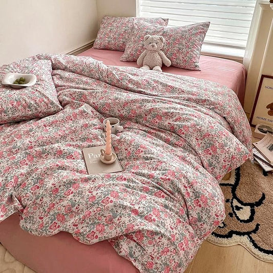 HighBuy Vintage Floral Comforter Set Full Size Rabbit Bedding Sets 3 Piece Full Comfy Soft Comforter with 2 Pillowcases,Bohemian Botanical Bedding Comforter Full for Teen Girls,Washable,Cozy
