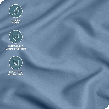 Bare Home Microfiber Pillow Cases - King Size 20x40 - Cooling Pillowcases - Double Brushed - Easy Care - Envelope Closure (King Pillowcase Set of 2, Coronet Blue)