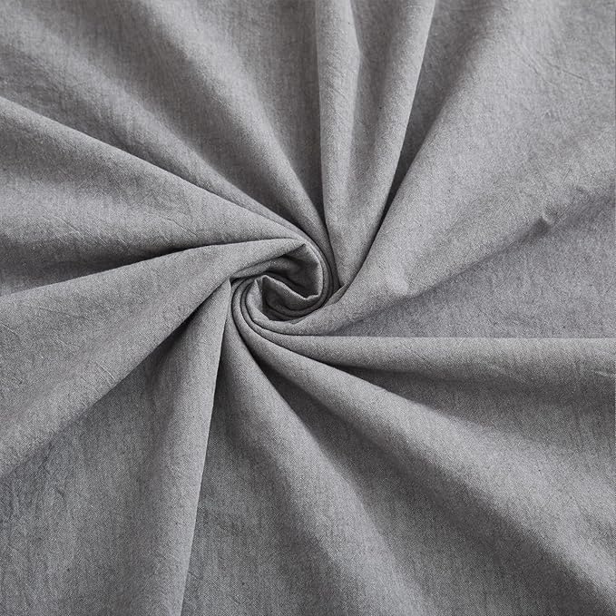 LOVQUE Light Grey Cotton Duvet Cover Queen Size, Linen Like Natural Bedding Set with Zipper Closure (No Comforter), 90x90 Inches
