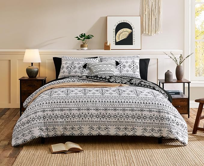 Geniospin Full Comforter Set - 7 Pieces Bed in a Bag, Comfortable Western Bedding Sets for All Seasons, Lightweight Soft Boho Comforter Bed Set with Sheets, Pillowcases & Shams