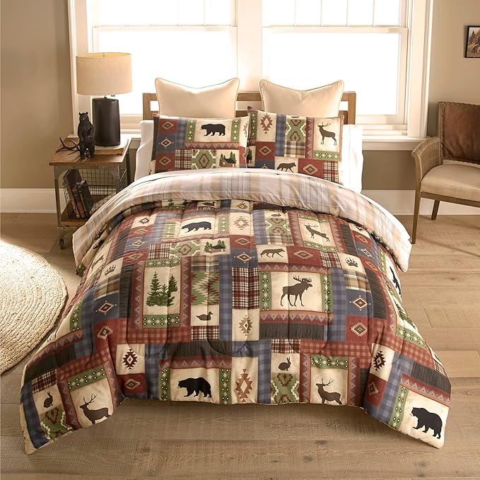 Donna Sharp Queen Bedding Set - 3 Piece - Forest Grove Lodge Comforter Set with Queen Comforter and Two Standard Pillow Shams - Machine Washable