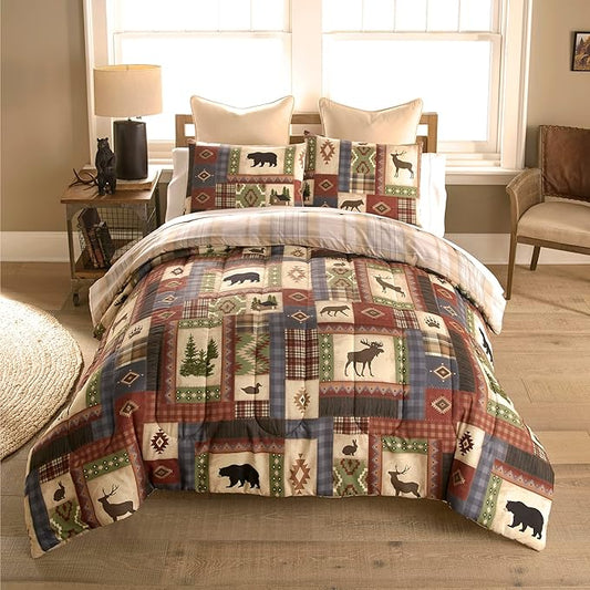 Donna Sharp Queen Bedding Set - 3 Piece - Forest Grove Lodge Comforter Set with Queen Comforter and Two Standard Pillow Shams - Machine Washable