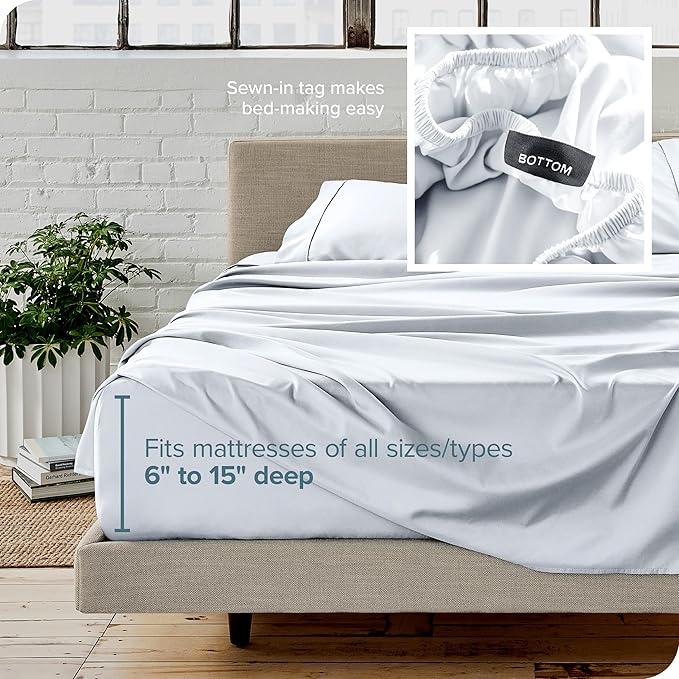 Bare Home Split Queen Sheet Set - 1800 Ultra-Soft Microfiber Bed Sheets - Double Brushed - Deep Pockets - Easy Fit - 5 Piece Set - Bedding Sheets & Pillowcases (Split Queen, White)