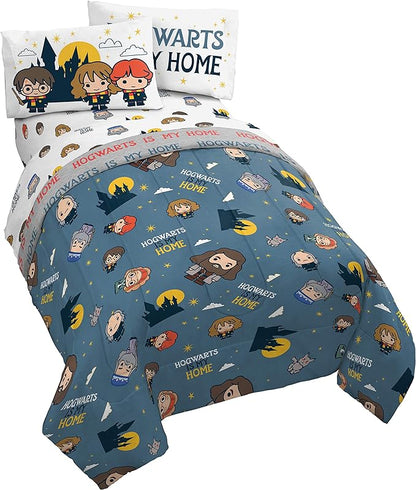 Harry Potter is My Home 5 Piece Full Bed Set - Bedding Features Harry, Ron, Hermoine, Hagrid, and Dumbledore