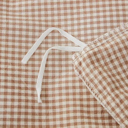 Light Brown Gingham Twin XL Duvet Cover Washed Cotton Plaid Twin XL Comforter Cover Farmhouse Boho Cute Soft Duvet Cover Set with Ties Checkered Tan Bedding Set Breathable Duvet Protector