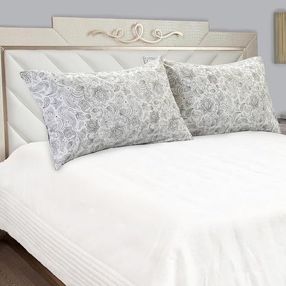 Elegant Comfort Luxury Ultra-Soft 2-Piece Pillowcase Set - 1500 Premium Hotel Quality Microfiber Double Brushed - Wrinkle Resistant, Standard/Queen, Paisley Pattern Gray