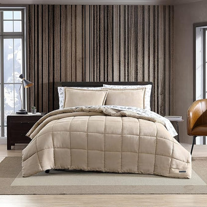 Eddie Bauer - Queen Comforter Set, Microsuede Bedding with Soft Sherpa Reverse, 3 Piece Bed Set with Matching Pillowcases (Sherwood Brown)