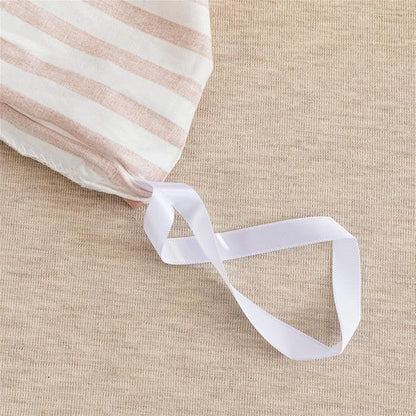 JELLYMONI 100% Natural Cotton 2pcs Striped Duvet Cover Sets,White Duvet Cover with Pink Stripes Pattern Printed Comforter Cover,with Zipper Closure & Corner Ties(Twin Size)