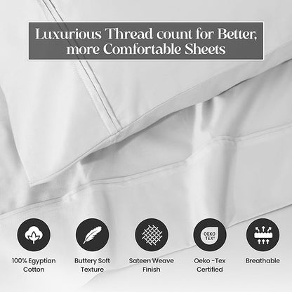 Superior 1200-Thread Count Egyptian Cotton Solid Pillowcase Set, Platinum
