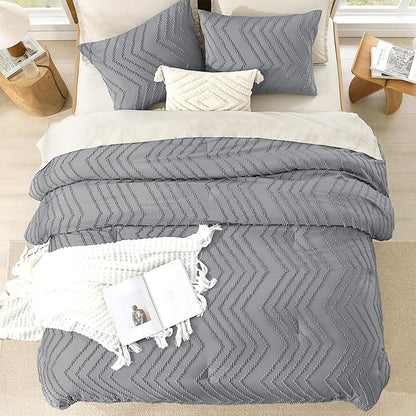 Litanika Gray Full Comforter Sets, Lightweight Fluffy Bedding Comforter Sets for Bed, 3 Pieces Down Alternative Comforter Bed Set Gift Choice (79x90Inches, 1 Comforter and 2 Pillow Shams)