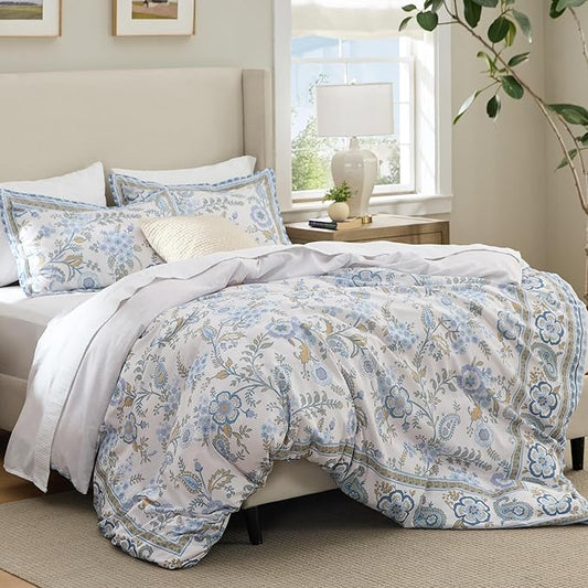 Bedsure Duvet Cover King Size - Reversible Paisley Scrolls Floral Duvet Cover Set with Zipper Closure, 3 Pieces Oat Milk Bedding Set with 8 Corner Ties and 2 Pillow Shams 20"x36"