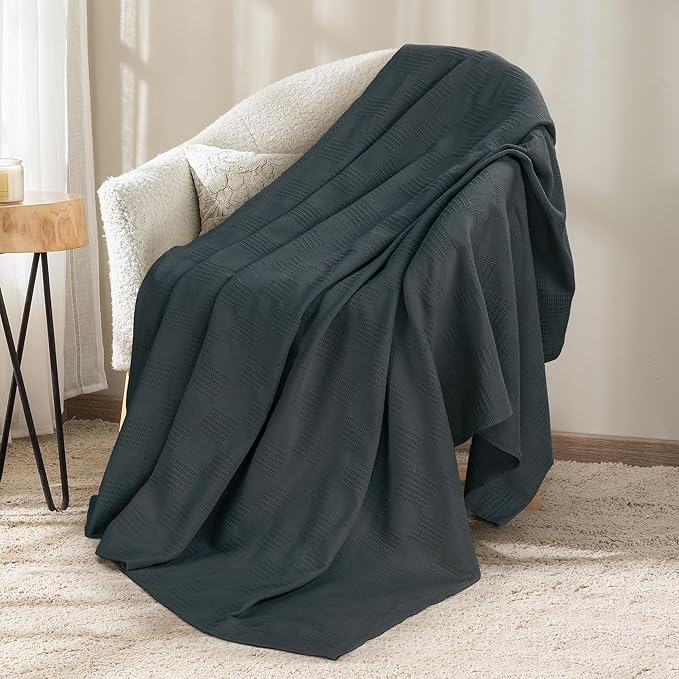 Utopia Bedding Smoke Gray 100% Cotton Blanket [Throw Size - 50x60 Inch] Lightweight, Soft and Breathable Thermal Blanket for All Seasons