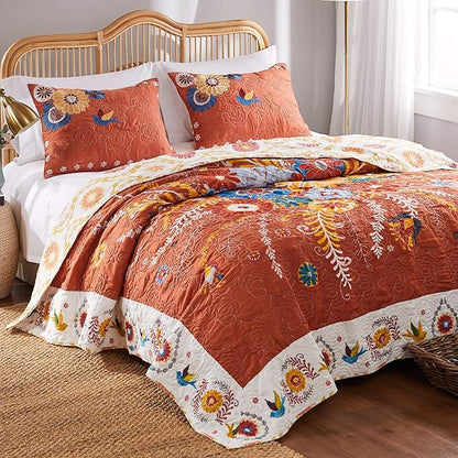 Greenland Home Barefoot Bungalow Topanga Quilt Set, 3-Piece King/Cal King, Multi