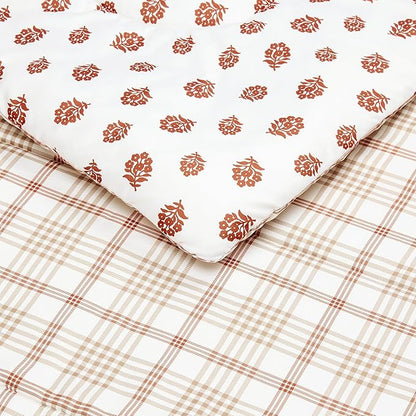 Amazon Basics Lightweight Microfiber Comforter Sets, 2-Pieces, Off White, Floral, Twin/Twin XL