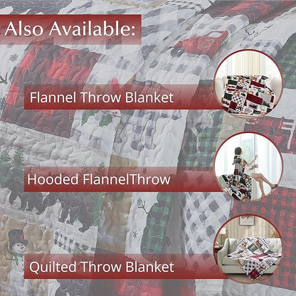 Virah Bella 3 Piece King Lodge Quilt Bedding Set - Rustic Country Reversible Comforter Set with Decorative Pillow Shams - Country Lodge Patchwork
