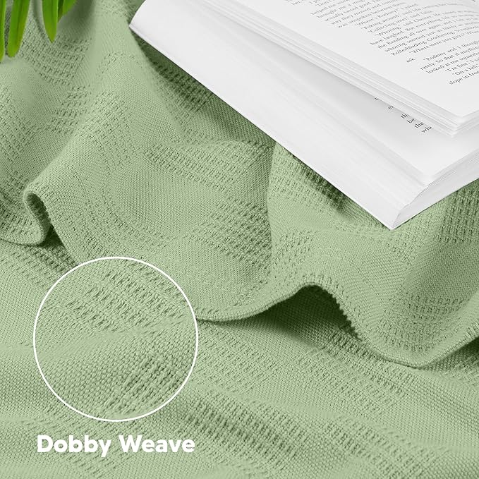 Utopia Bedding Sage Green 100% Cotton Blanket [Queen Size - 90x90 Inch] Lightweight, Soft and Breathable Thermal Blanket for All Seasons