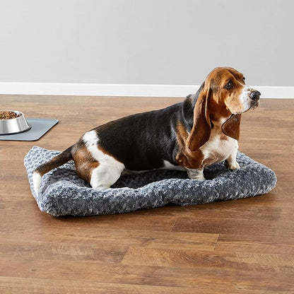 Amazon Basics Washable Cat and Dog Bed, Crate Pad for Indoor Use, 35 x 23 x 3 inches, Gray