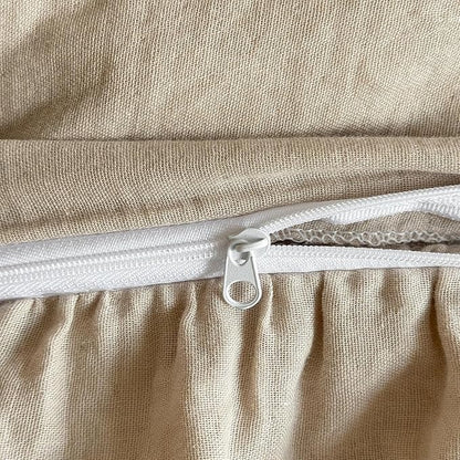 VM VOUGEMARKET Vintage Flower Duvet Cover Set King Ruffled Linen Gauze Duvet Cover with 2 Pillow Shams Soft Breathable Muslin Cotton Bedding Set-Ivory