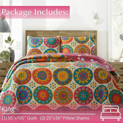 Virah Bella Duke Imports 3-Piece Suri Quilt Set, Multi, King