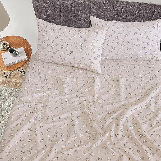 RUVANTI 100% Cotton Sheets – Twin XL Size Percale Bedding, Cooling & Breathable Floral Design, Durable with a Crisp, Soft & Comfortable Feel, 16" Deep Pocket, 3-Piece Set, Twin Spring