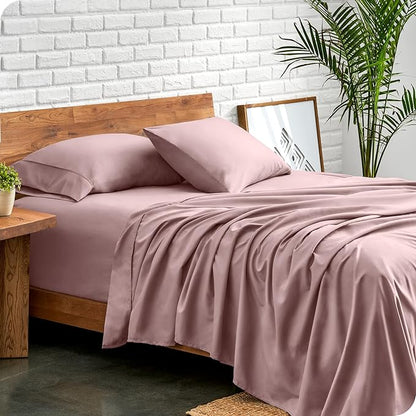 Bare Home Twin Sheet Set - 1800 Ultra-Soft Microfiber Twin Bed Sheets - Double Brushed - Deep Pockets - Easy Fit - 3 Piece Set - Bedding Sheets & Pillowcases (Twin, Mauve)
