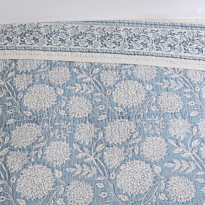 Levtex Home – Adare Blue Bedspread Set – Twin Bedspread (80x106in.) and 1 Standard Sham (20x26in.) – Floral Botanical Design – Blue and White – Reversible – Cotton