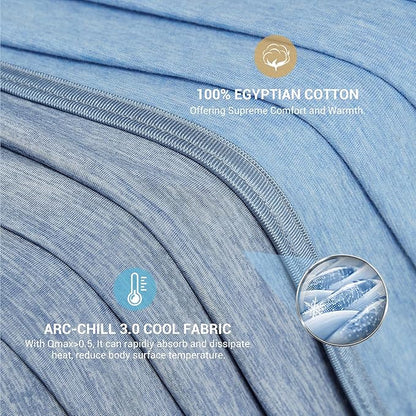 Elegear Revolutionary Cooling Blanket Queen Absorbs Heat to Keep Body Cool for Night Sweats, Arc-Chill Cool 3.0 Fiber Q-Max>0.5 for Hot Sleepers, Lightweight Summer Cold Blankets for Sleeping, Blue