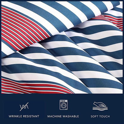 Nautica - Twin/Twin XL Comforter Set, Super Soft Woven Bedding with a Medium-Weight Feel for Year Round Use, 2 Piece Bed Set with Matching Pillowcase (Kennedy Stripe Navy)