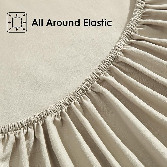 ClevaHome Sheet Set King Size, 4-Piece Bedding, Lightweight & Super Soft Easy Care Microfiber– Shrinkage & Fade Resistant Bedding Set with 14'' Deep Pockets (Sandy Beige)