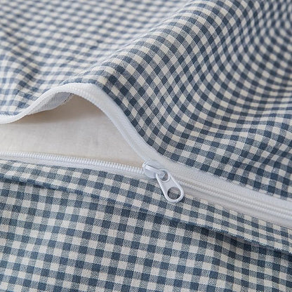 EAVD Modern Style Gingham Duvet Cover Full Soft 100% Washed Cotton Blue and White Plaid Duvet Cover Set with 2 Pillowcases Reversible Farmhouse Geometric Checkered Bedding Set with Zipper