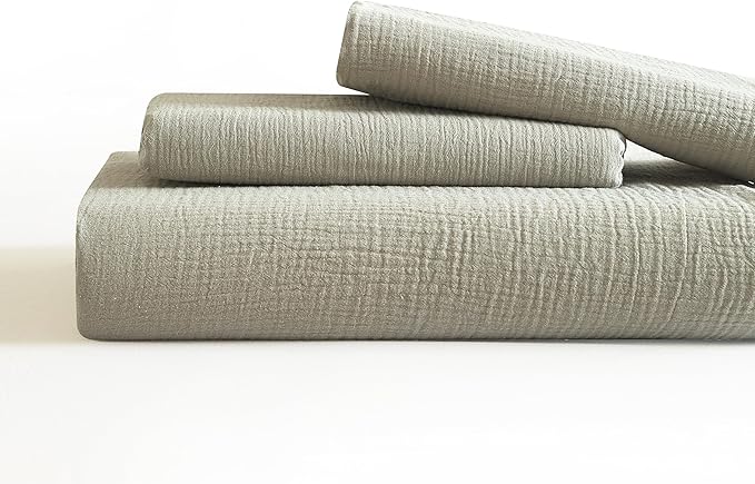 SE SOFTEXLY Muslin Duvet Cover Twin Size, 100% Washed Cotton Duvet Cover Set, Ultra Soft Comforter Cover Linen Like, 2 Pieces Minimalist Gauze Duvet Cover with 1 Pillowcase, 68"x90", Smoky-Green