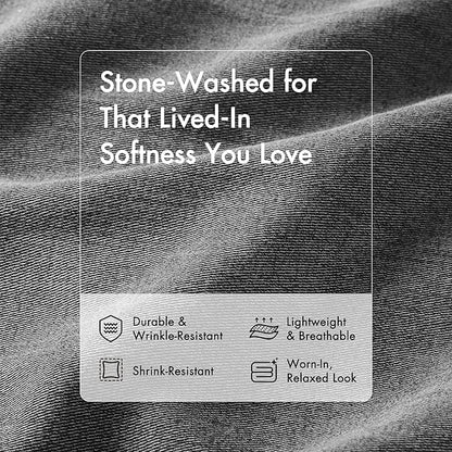 Woolrich King Duvet Cover Set Cotton Stone Washed, Oversized Duvet Cover for King Size Bed, All Season Soft King Size Bedding Cover, McKenzie, King/Cal King Grey 3 Piece
