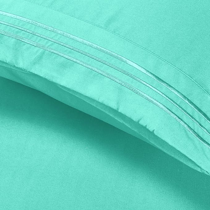 Elegant Comfort Luxury Ultra-Soft 2-Piece Pillowcase Set - 1500 Premium Hotel Quality Microfiber Double Brushed - Wrinkle Resistant, King Size, Paradise Teal