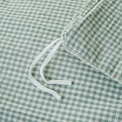 Sage Green Gingham Duvet Cover Full Washed Cotton Plaid Comforter Cover Full Size Boho Farmhouse Soft Breathable Duvet Cover Set with Zipper Checkered Patterned Bedding Set Cute Duvet Protector
